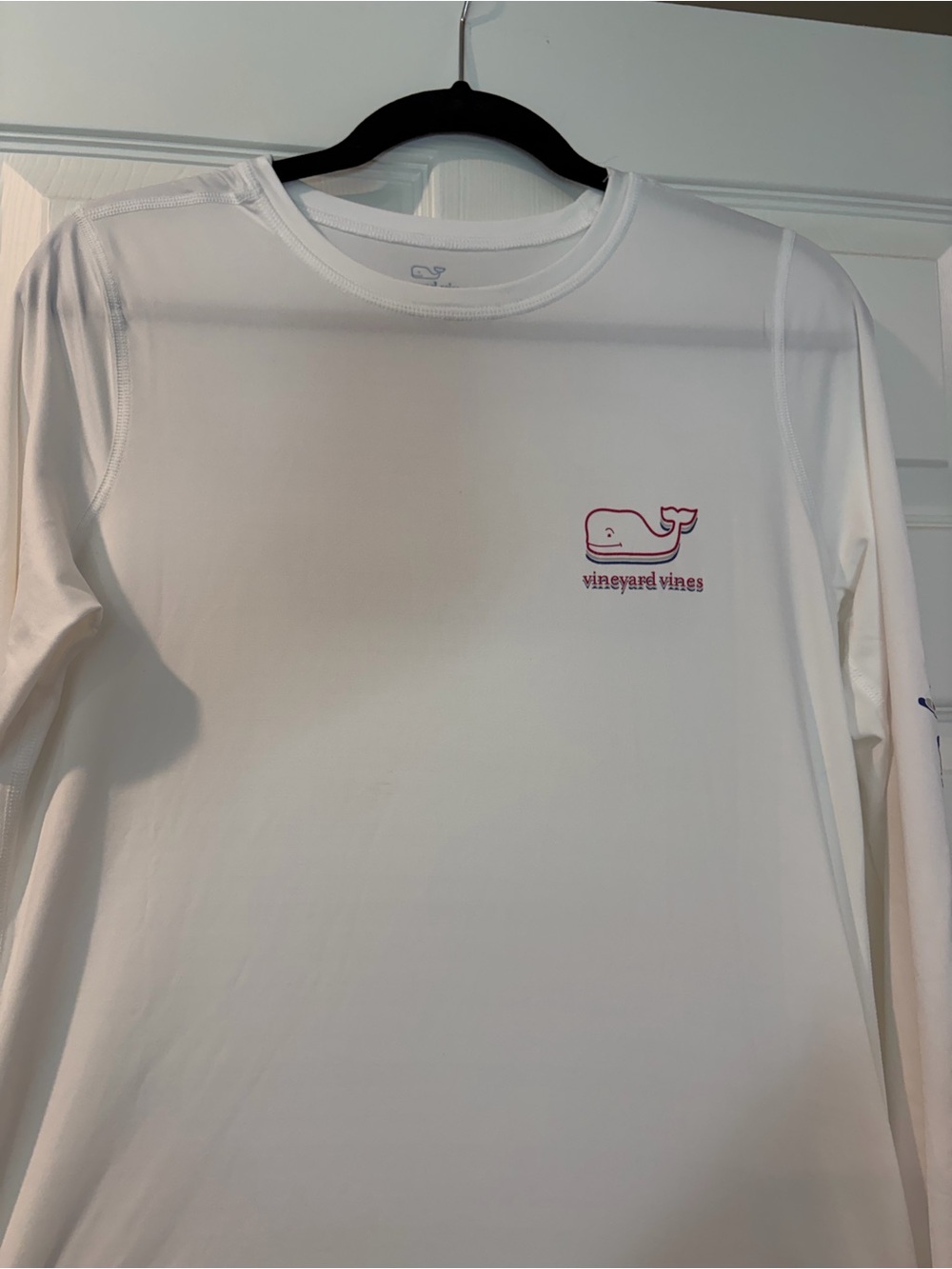 Vineyard Vines White Tee with Light Blue Logo